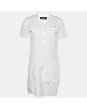 DSquared² Cotton Button Front Shift Dress - White