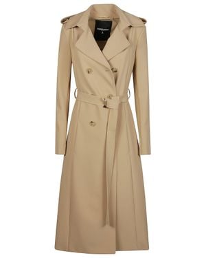 Patrizia Pepe Polyamide Double Breasted Trench Coat - Natural