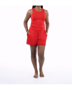 Kuula Sleepwear Sleep Shorts Breathable Bamboo Sleepwear - Red