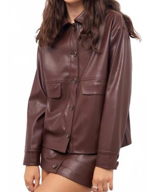 MINKPINK Faux Leather Jacket - Brown