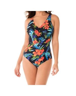Miraclesuit Samoan Sunset Oceanus Surplice One Piece Swimsuit - Blue