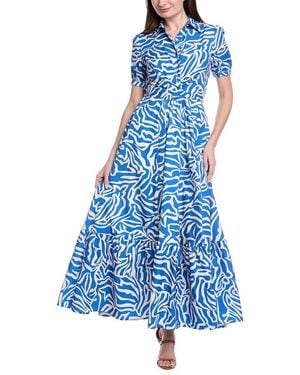 Gracia Printed Maxi Shirtdress - Blue