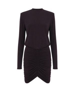ANDAMANE Ruched Long Sleeve Mini Dress - Blue