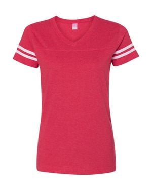 L.A.T Football V-Neck Fine Jersey Tee - Pink