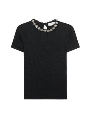 Zimmermann Crystal Embellished Tee - Black