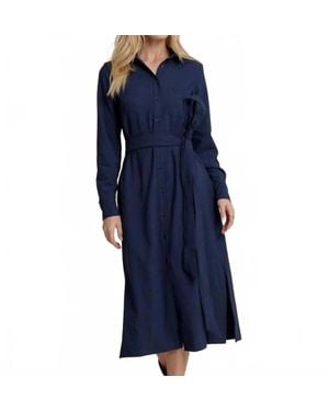Southern Tide Trista Textured Midi Shirt Dress - Blue