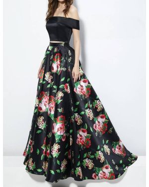Angela & Alison 2Pc Floral Print Gown - White