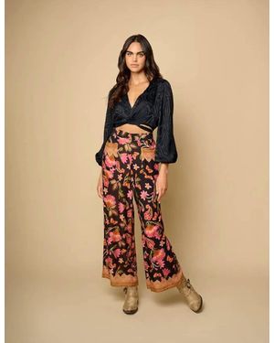 Z & L Europe Raya Floral Wide Leg Pants - Natural