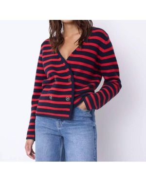 Not Shy Molly Stripe Cardigan Top - Red