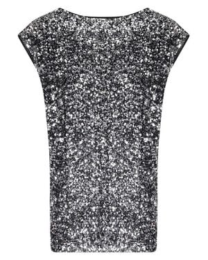 Junya Watanabe Sequined Oversized Top With Round Neckline - Gray