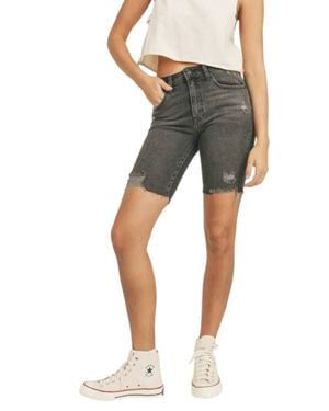 Jbd. Destroyed Hem Biker Shorts - Gray