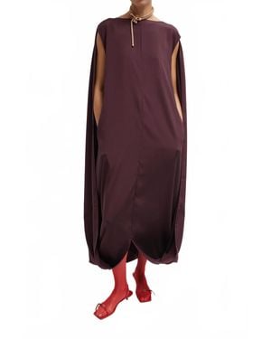 Tibi Stretch Wide Neck Cape Dress - Purple