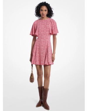 MICHAEL Michael Kors Michael Kors Printed Satin Crepe Mini Dress - Pink