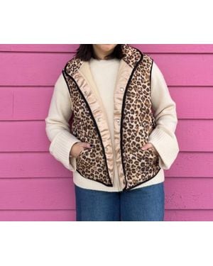 Bibi Lexi Leopard Quilted Vest - Pink