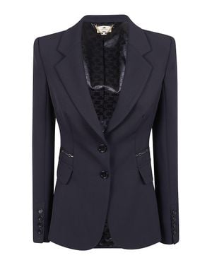 Elisabetta Franchi Slim-Fit Double-Stretch Crepe Horsebit Blazer - Blue