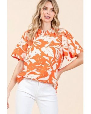 Jodifil Puffed Sleeves Western Top - Orange
