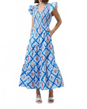Sugarlips Lobster Bay Sunfire Tiered Midi Dress - Blue