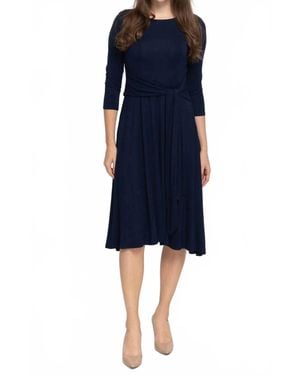 KMW Side Tie Midi Dress - Blue