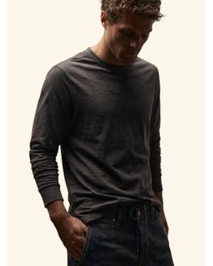 James Perse Elevated Lotus Jersey Long Sleeve Crew - Black