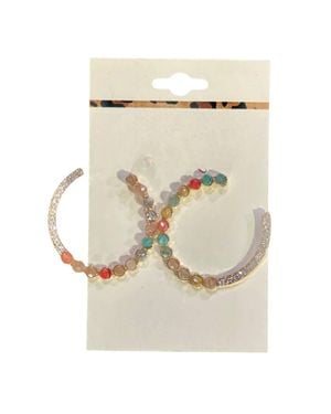 MYS Wholesale Rhinestone Hoop Earrings - Natural
