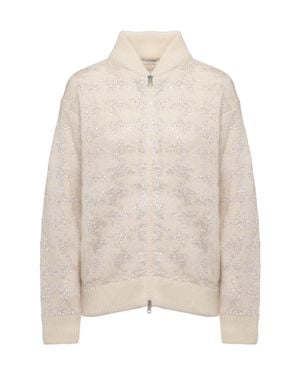 Panicale Ivory Alpaca-Blend Sequined Zip Jacket - White