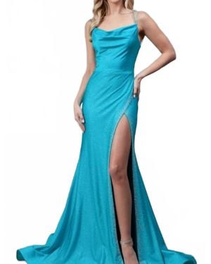 Amelia Couture Glitter Jersey Sleeveless Maxi Dress - Blue