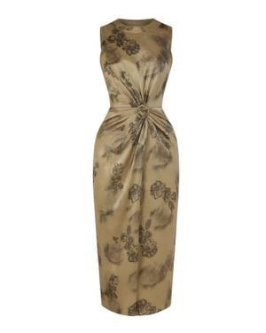 Peach Alice Midi Dress - Metallic