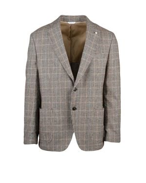 Manuel Ritz Checkered Unlined Cotton-Blend Jacket - Gray