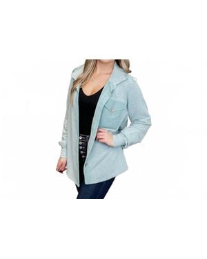 Hailey & Co I'Ve Been Told Knit Long Sleeve Shacket - Blue