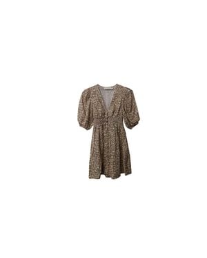 Zimmermann Animal Print Linen Shirred Mini Dress - Black