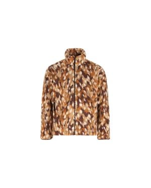 Napapijri Patterned High-Neck Polyester Fleece Jacket - Natural
