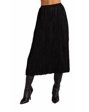Bella Dahl Variegated Pleat Midi Skirt - Black