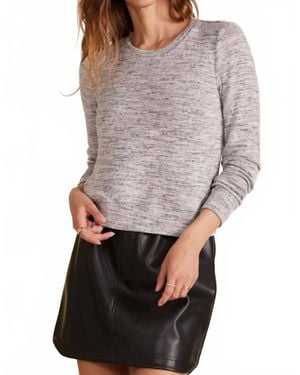 Bobi Rib Crewneck Pullover Top - Gray