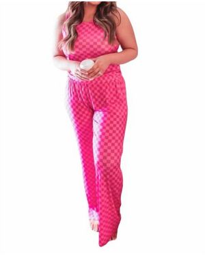 Jess Lea Check Yourself Checkered Lounge Set - Pink