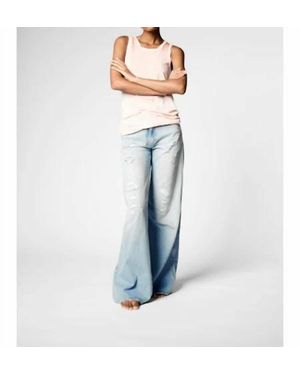 Avant Toi Hand Painted Cotton Tank Top - Blue