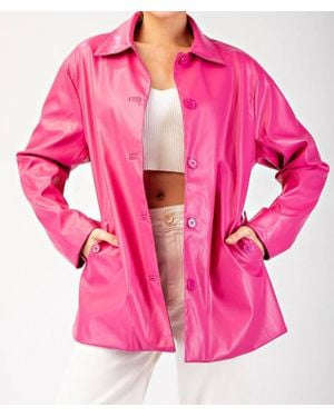 Eesome Faux Pleather Jacket - Pink
