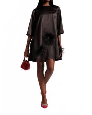 Frances Valentine Edie Feather Mini Dress - Black