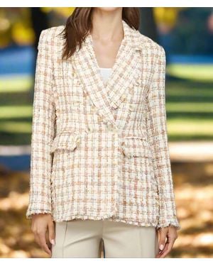 Fate Fray Detail Tweed Blazer - Natural