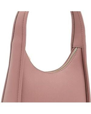 Bariq Small Minimalist Shoulder Bag For Faux Leather Underarm Purse, Chic Top Handle Handbag For Everyday, Dark Mauve - Pink