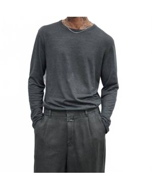Closed Long Sleeve Linen T-Shirt - Gray