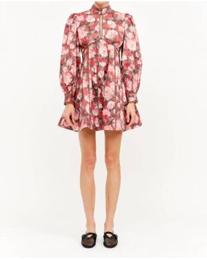 SOFIA The Label Portia Floral Open Back Mini Dress - Red