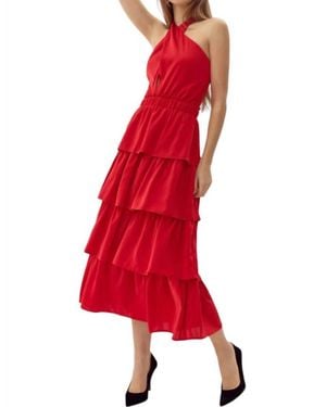 Adelyn Rae Eleanor Halter Tiered Midi Dress