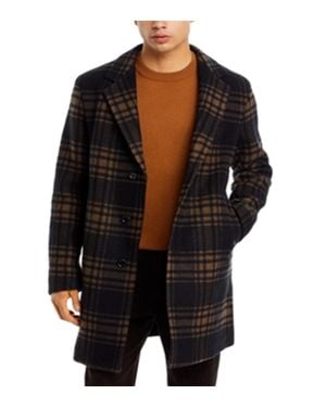 BOSS Cam Check Relaxed Fit Wool Coat - Black