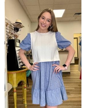 Voya Short Sleeve Denim Dress - Blue