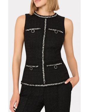 MILLY Nette Boucle Shell Top - Black