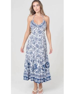 Angie Halter Neck Maxi Dress - Blue