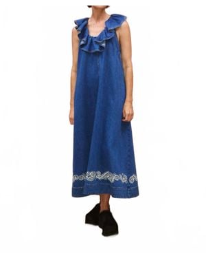 ALÉMAIS Jacones Denim Midi Dress - Blue