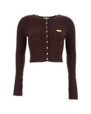 Elisabetta Franchi Fitted Button-Front Sweater - Brown
