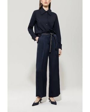 Luisa Cerano Satin Pant - Blue