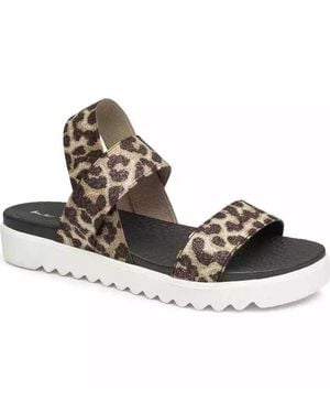 Me Too Mali 15 Sandal 8.5 Leopard Print Comfort Ankle Strap Khd412 - Brown